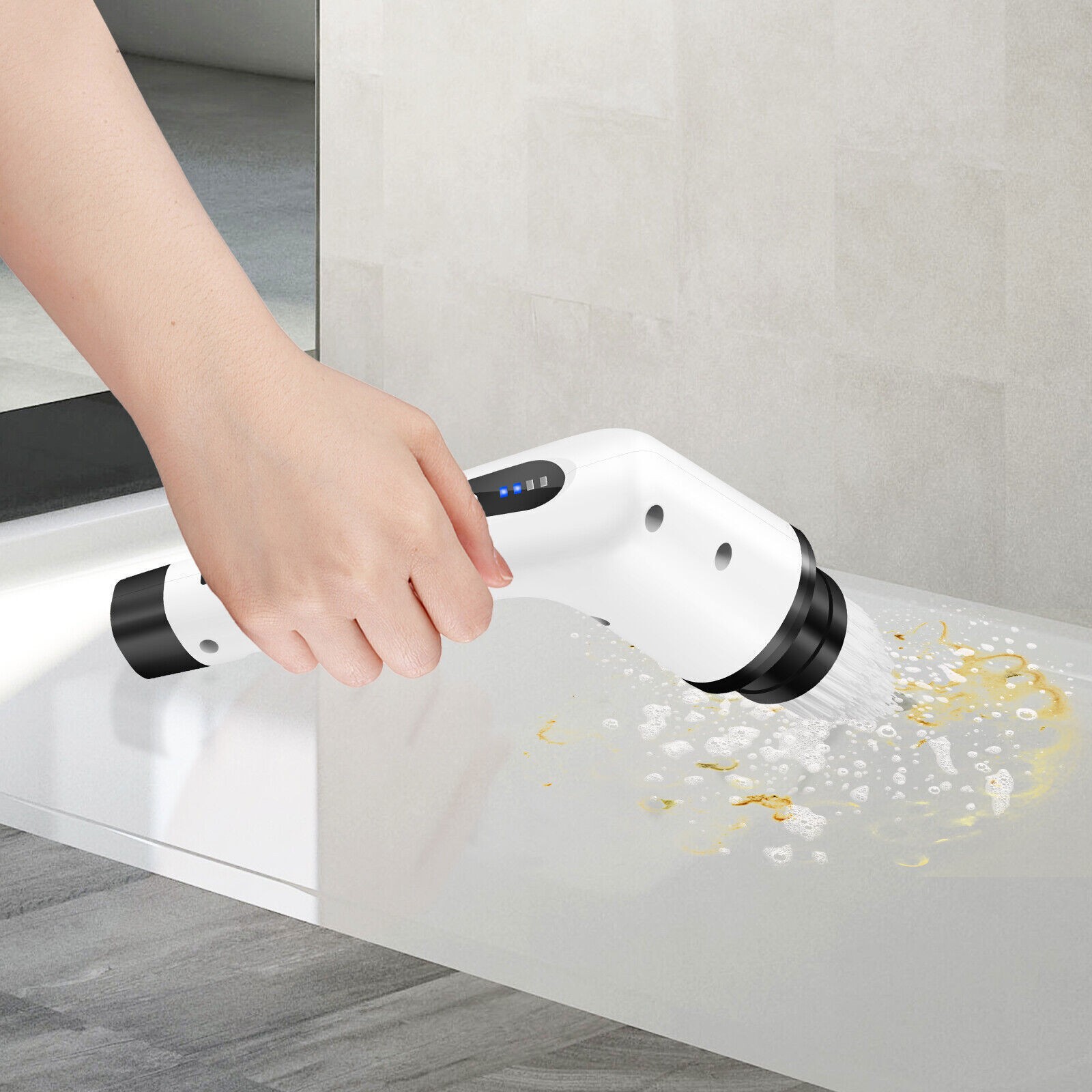 3 Heads Electric Spin Scrubber Cordless Bathtub Power Scrubber Cleaning Brush