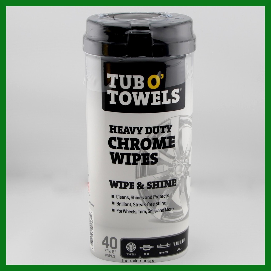 Heavy Duty Chrome Wipes Cleans, Shines, & Protects Tub O’ Towels -40 Wipes