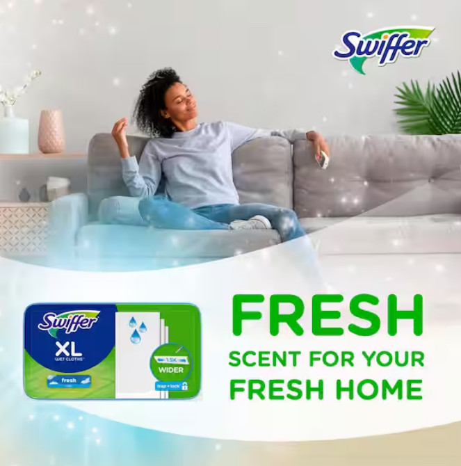 🧹 Swiffer XL Wet Mopping Cloth Refills 72 Ct Fresh Scent Case 🌿