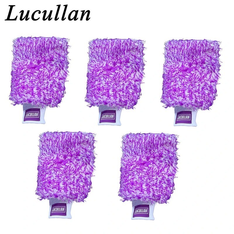 Premium Purple Microfiber Car Wash Mitt Glove Foam Stitch