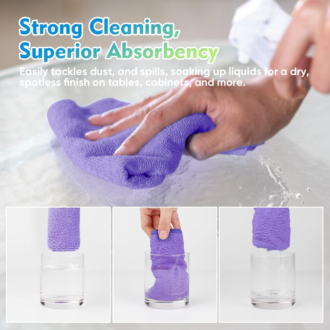 Purple Microfiber Cleaning Cloth 12 Pack 12.5 X 12.5 Inch Microfiber Towels for