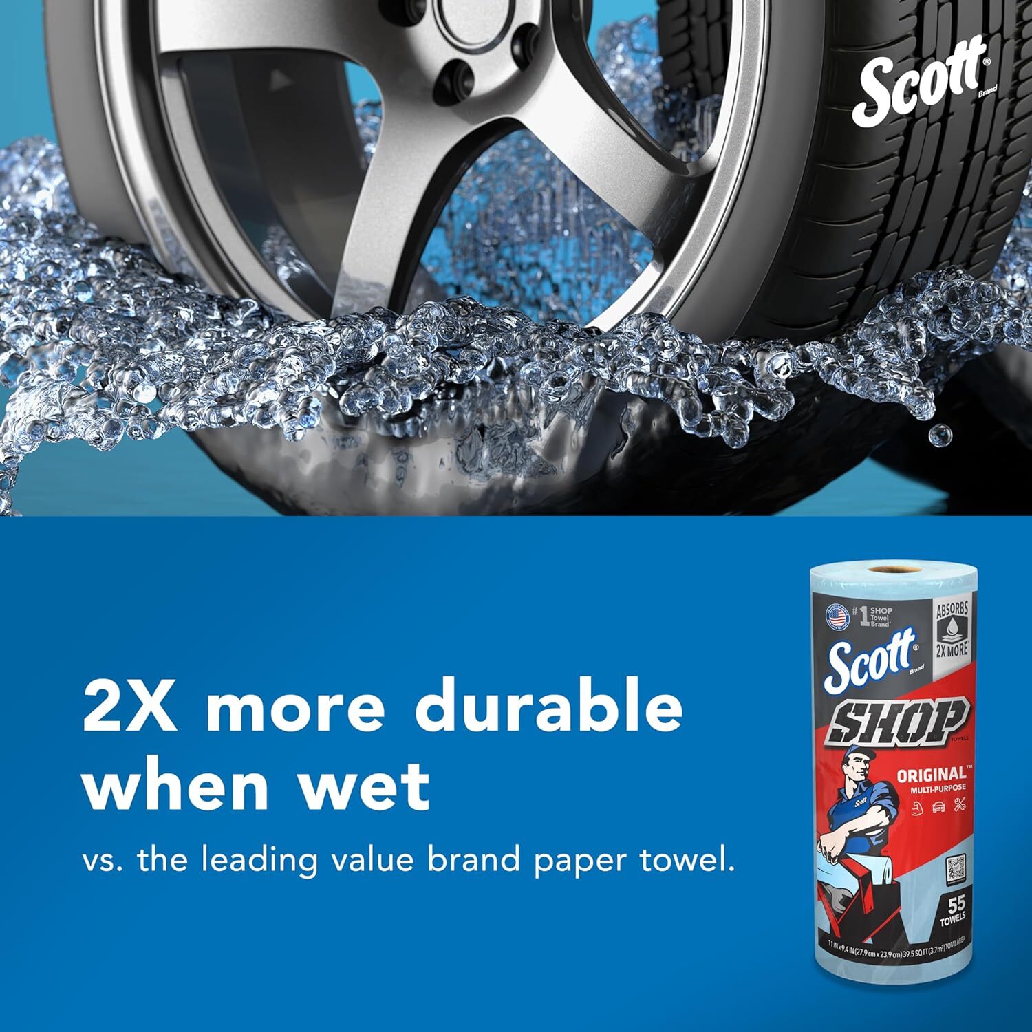 Scott Shop Towels Original (75130) Blue Shop Towels 1 Roll/Pack 12 Packs/Case US