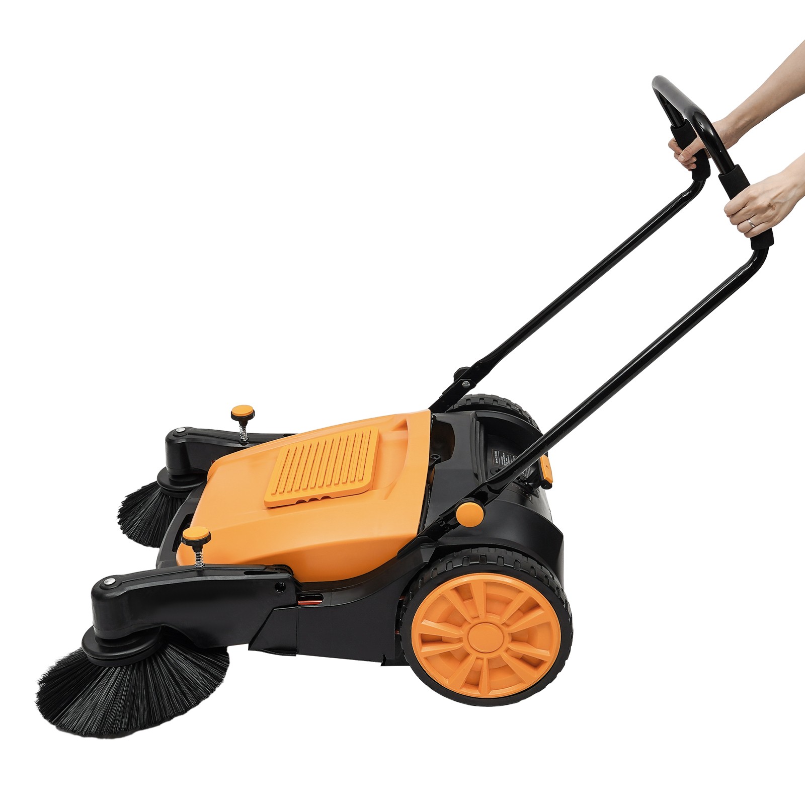 Walk-Behind Pavement Street Sweeping Tool Cleaner Floor 55L 41″Hand Push Sweeper