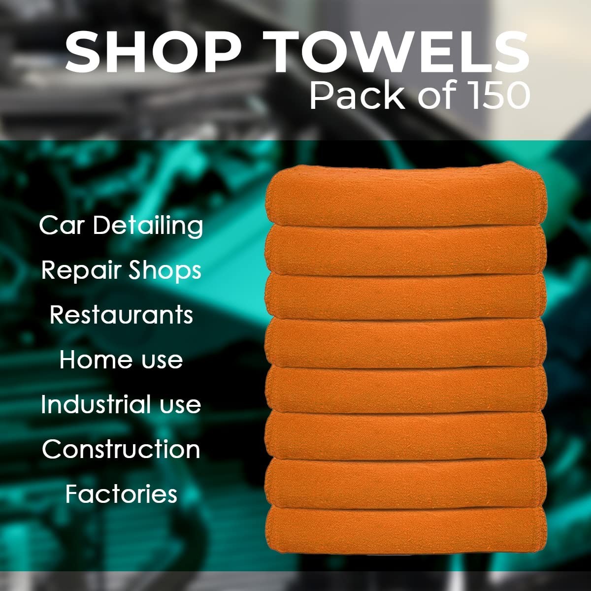 100 Pack Cotton Cleaning Rags 12×14 Inches – Absorbent Shop Towels for Auto, Gar