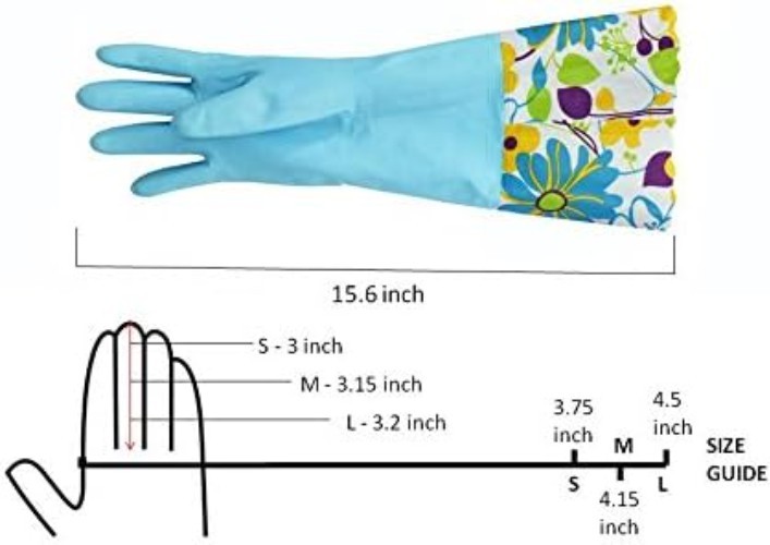 Stylish Pink/Blue 15-Inch Cleaning Gloves – Reusable with Soft Fiber Lining
