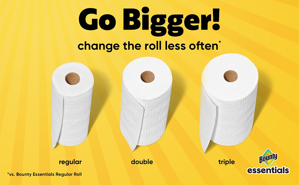 Essentials Select-A-Size Paper Towels, White, 2 Triple Rolls = 6 Regular Rolls