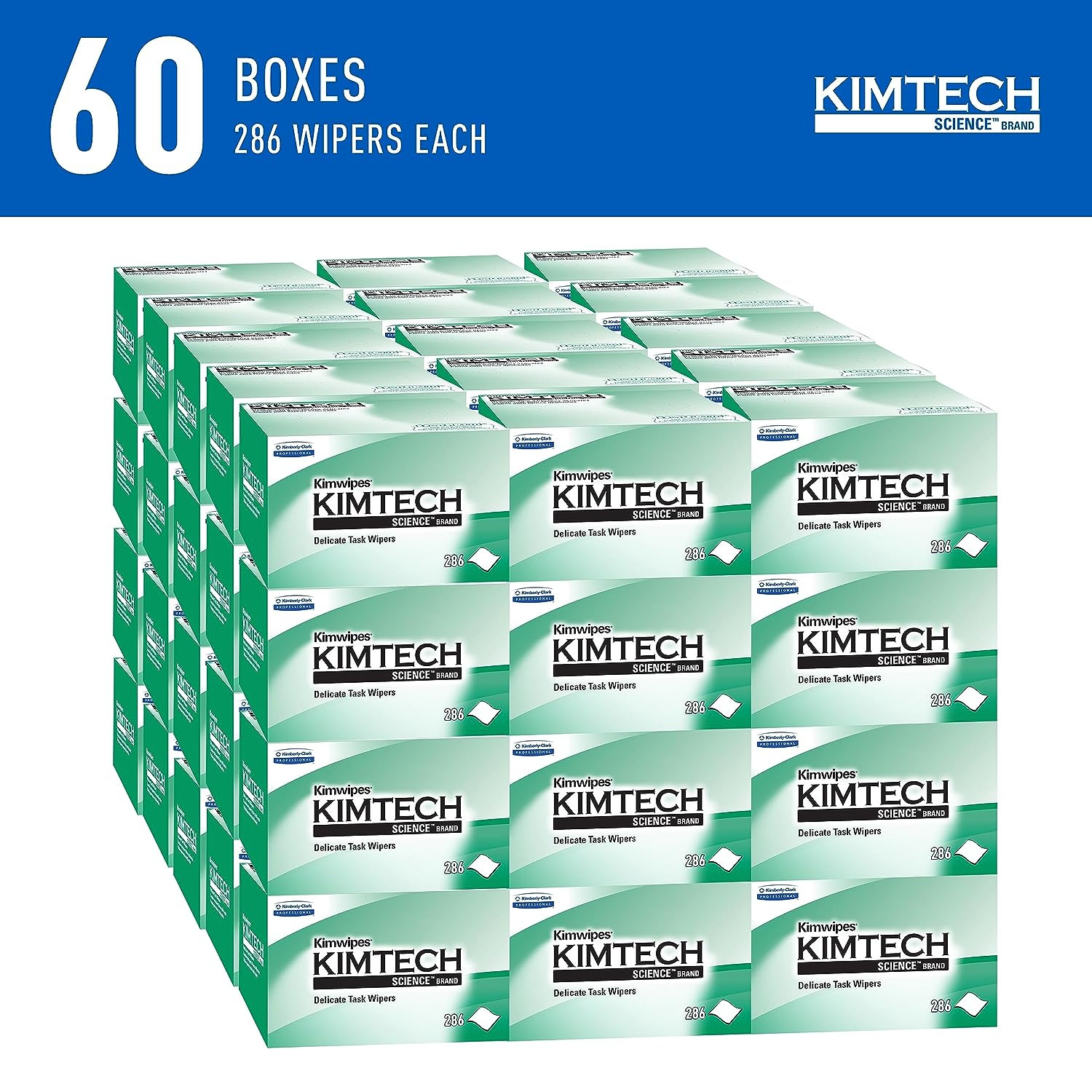 Kimwipes Delicate Task Wipers, 1-Ply, 60 Pop-Up Boxes, Pack of 16,800
