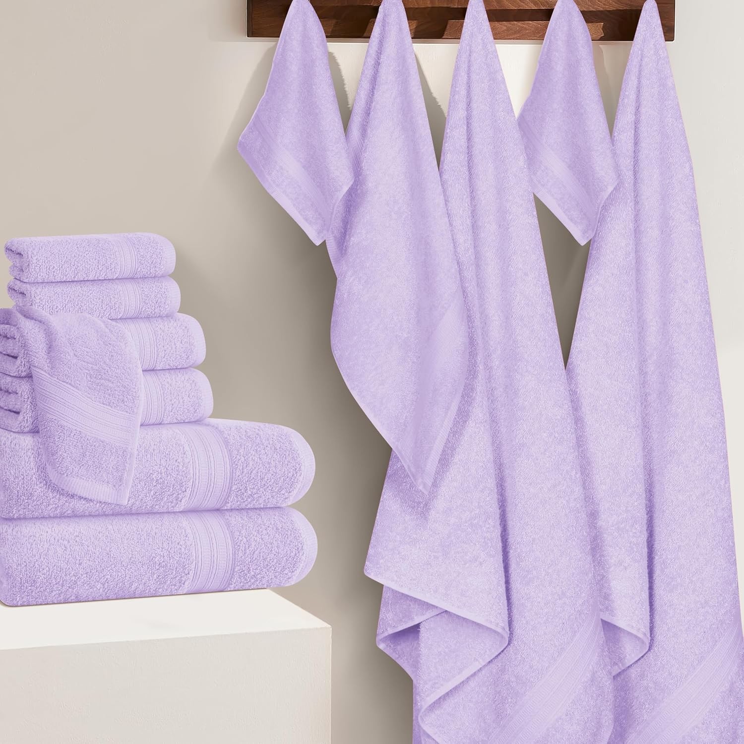 24 Pack Cotton Towel Set, Contains 6 Bath Towels 27×54 inch, 6 Hand Towels 16×24