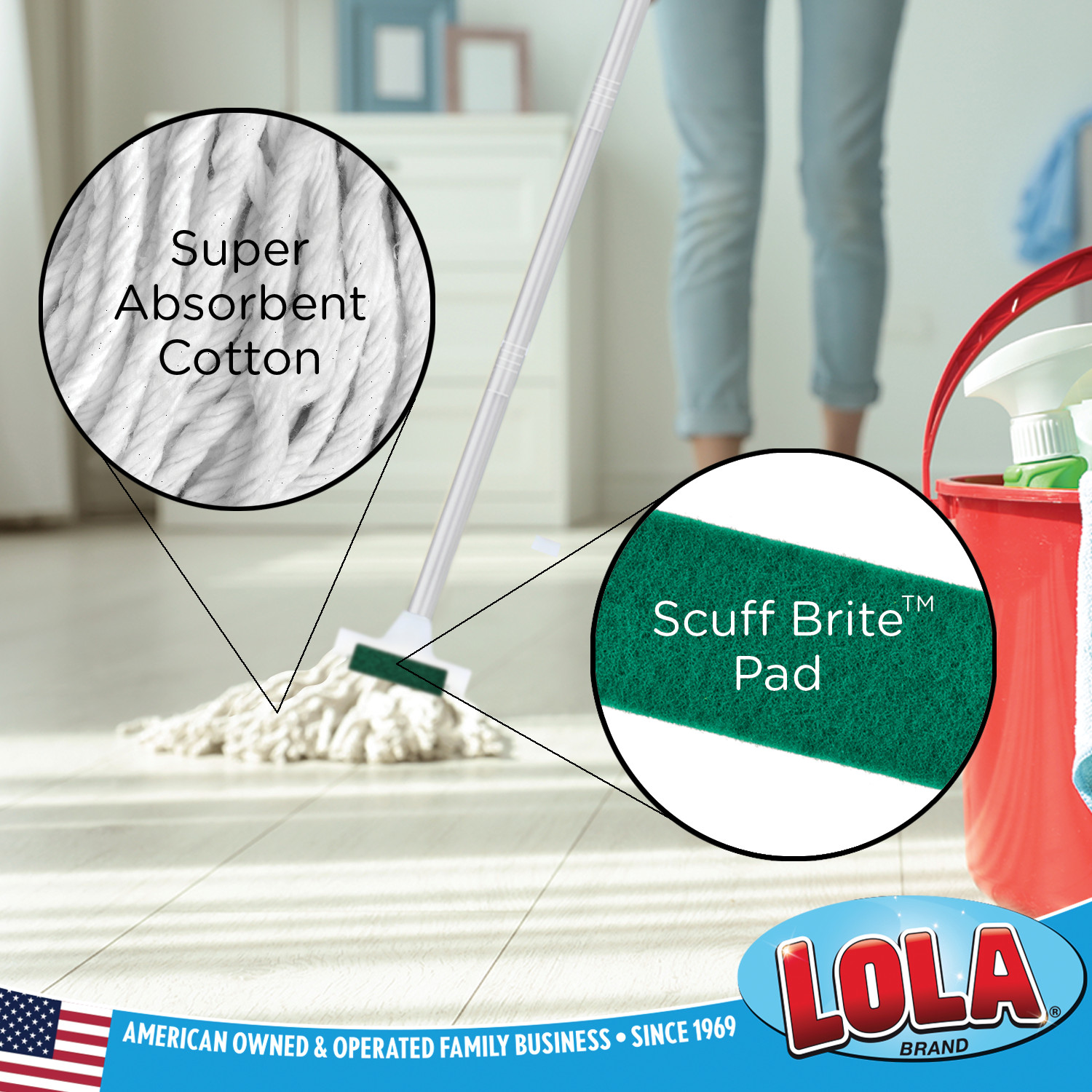 LOLA Mop Refill for Scuff Remover Cotton Wet Mop, Super Absorbent Yarn Head-1 CT