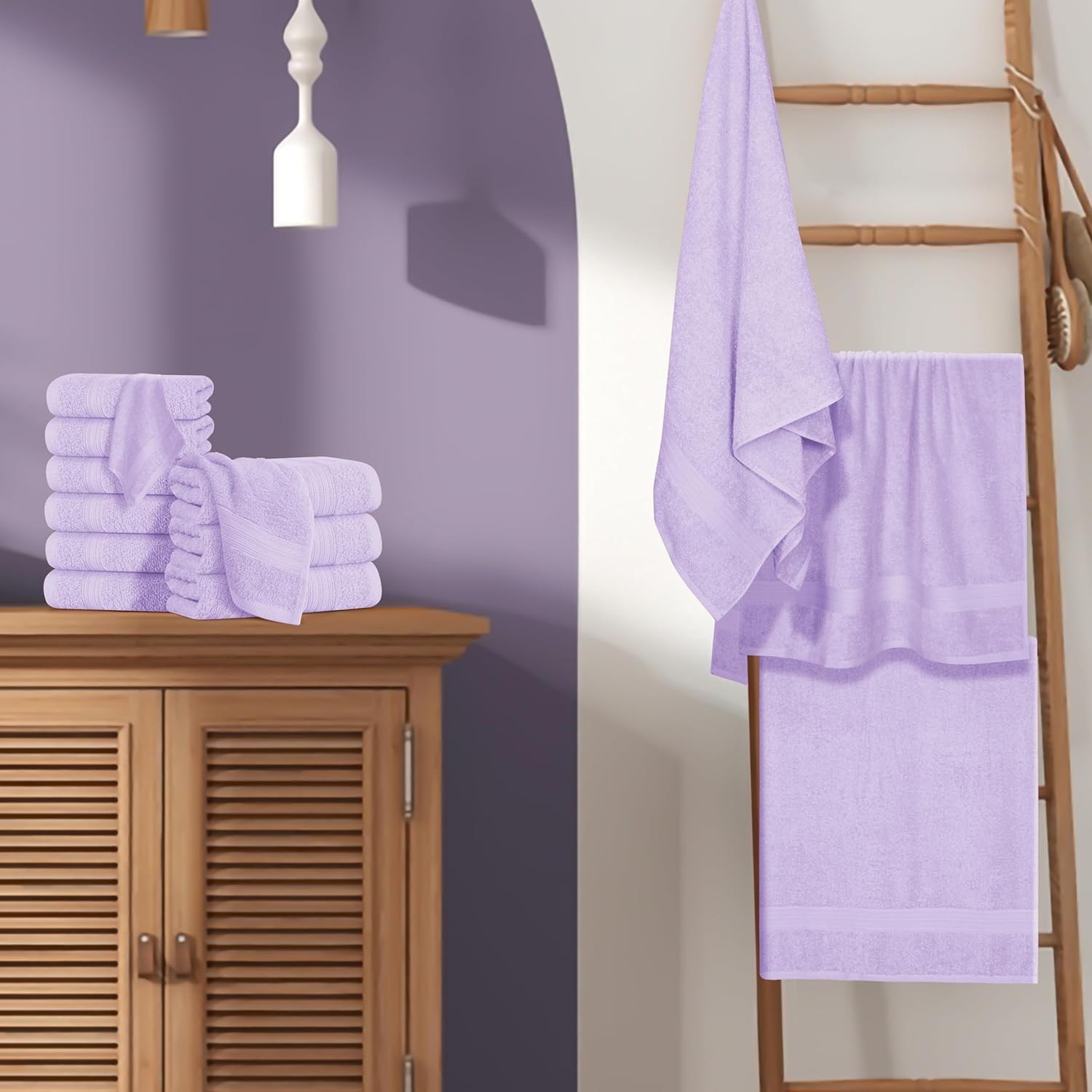 24 Pack Cotton Towel Set, Contains 6 Bath Towels 27×54 inch, 6 Hand Towels 16×24