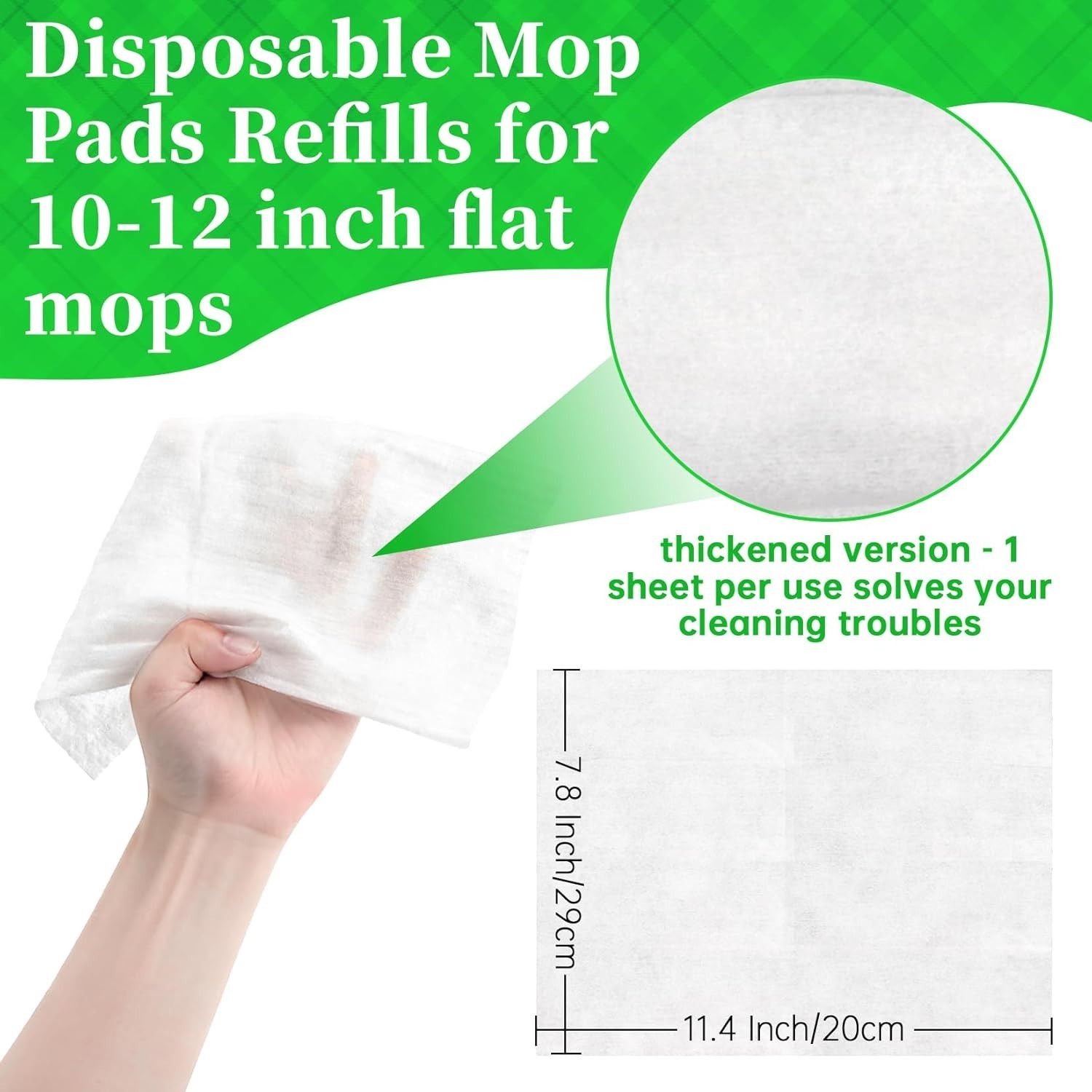 Thickened Mop Pads – 50 Count for 10-12 Inch Mops, Perfect for Pet Hair & Dust