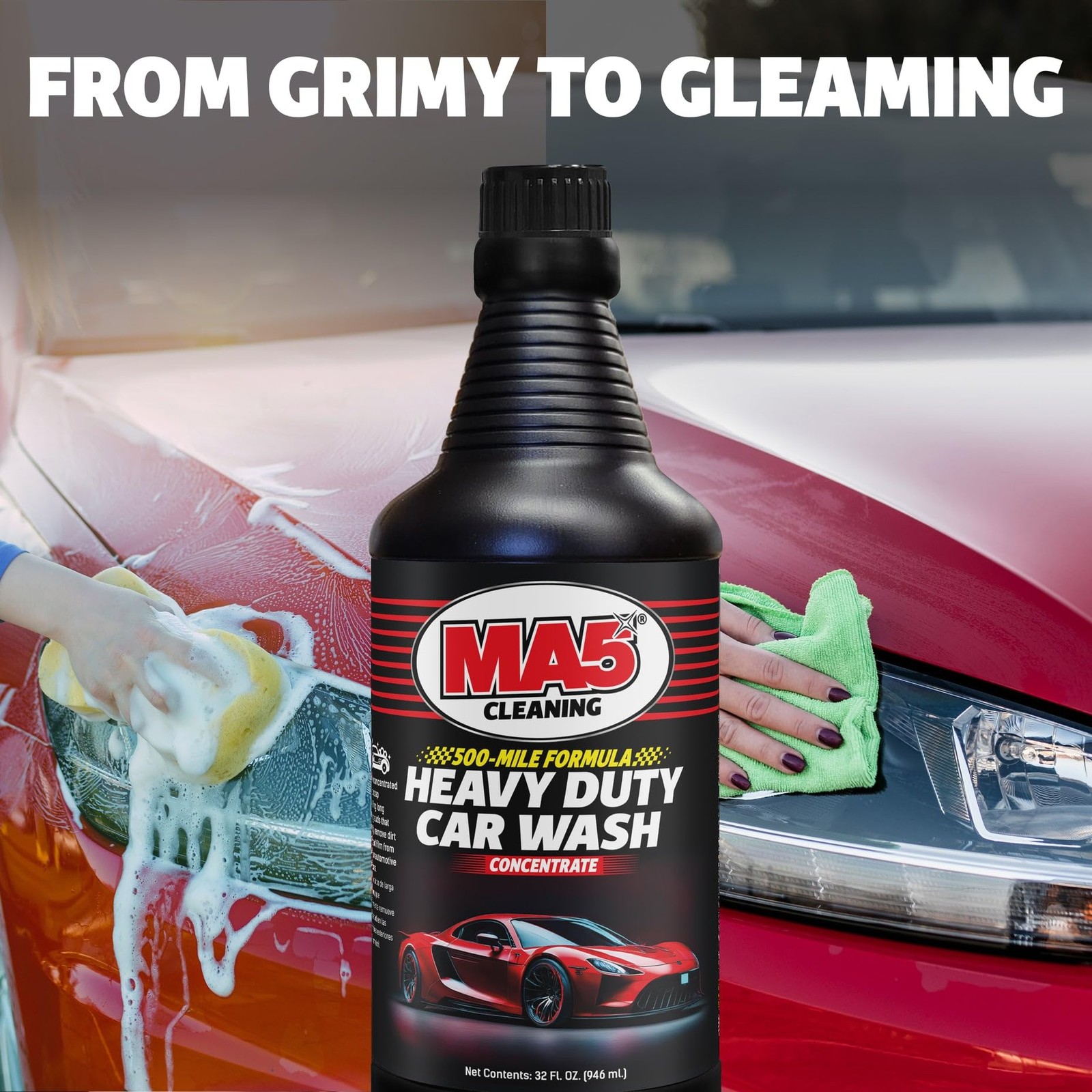 MA5x Car Wash Soap | Concentrated, pH Balanced | 32 Fl Oz (Pack of 1), Pink
