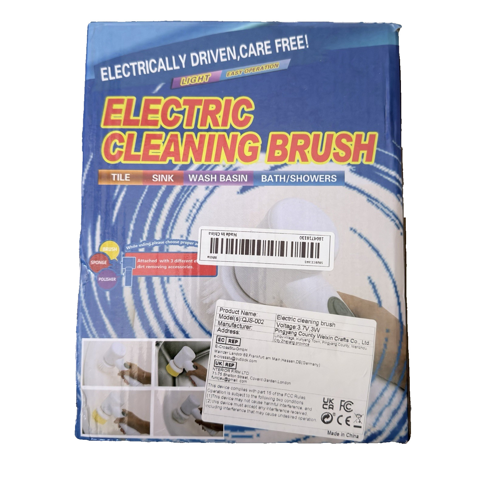 8 In 1 Electric Cleaning Brush (QJS-002), White New
