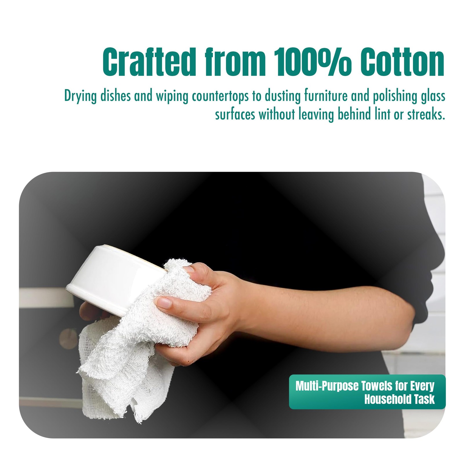 Terry Towels Pack of 24 (14″ X 17″ Inches) 100% Cotton Terry Barmop Towels –