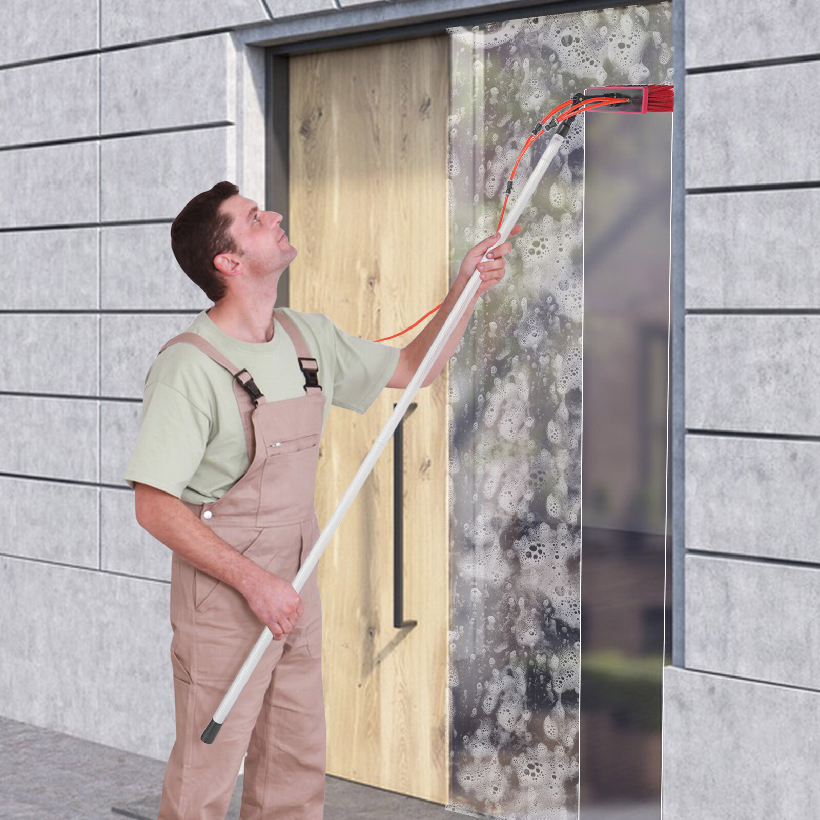Water Fed Pole Kit Water Fed Brush 26FT For Window Solar Panel Cleaning Washing~