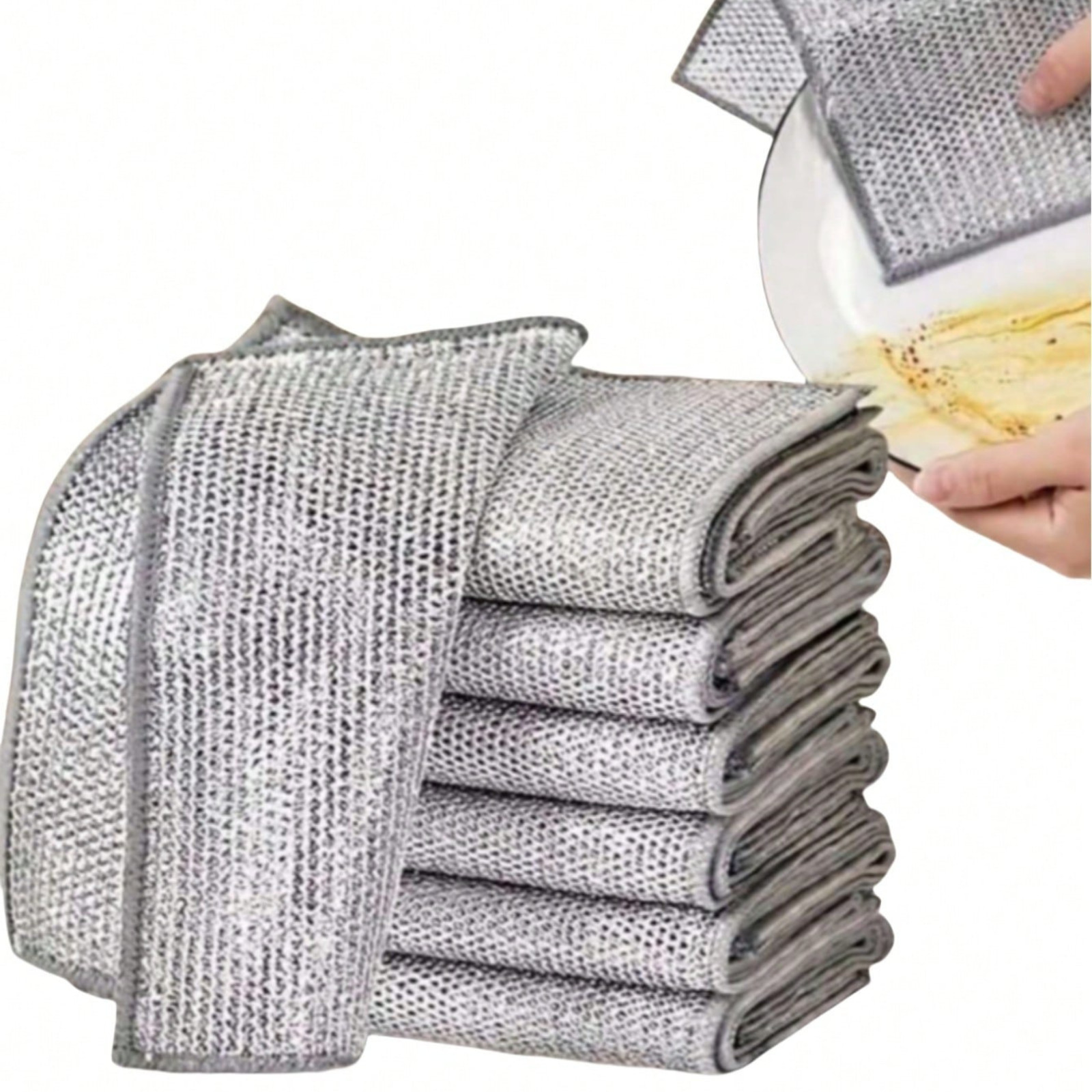 10PCS Metal Mesh Dish Scrubber Pads Reusable Wire Cleaning Cloth Kitchen Rags US