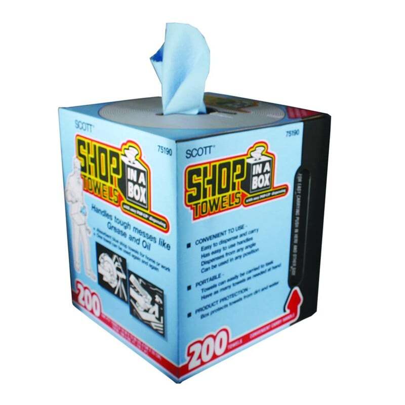 200 Count Blue Shop Towels – 10″ x 14″ Sheets with Carry Handle