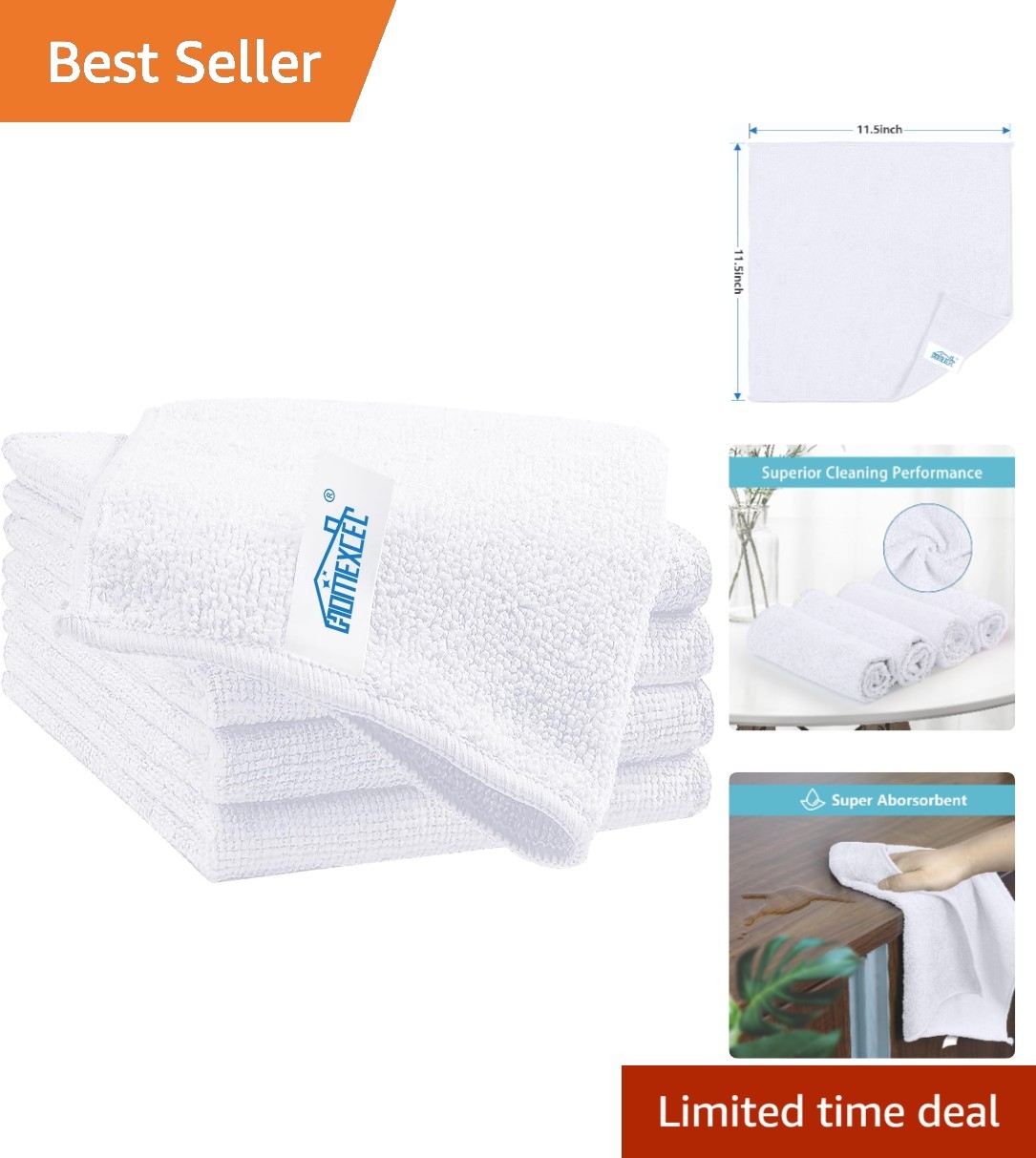 5-Pack White Microfiber Cleaning Cloths – Ultra Absorbent & Lint-Free Towels
