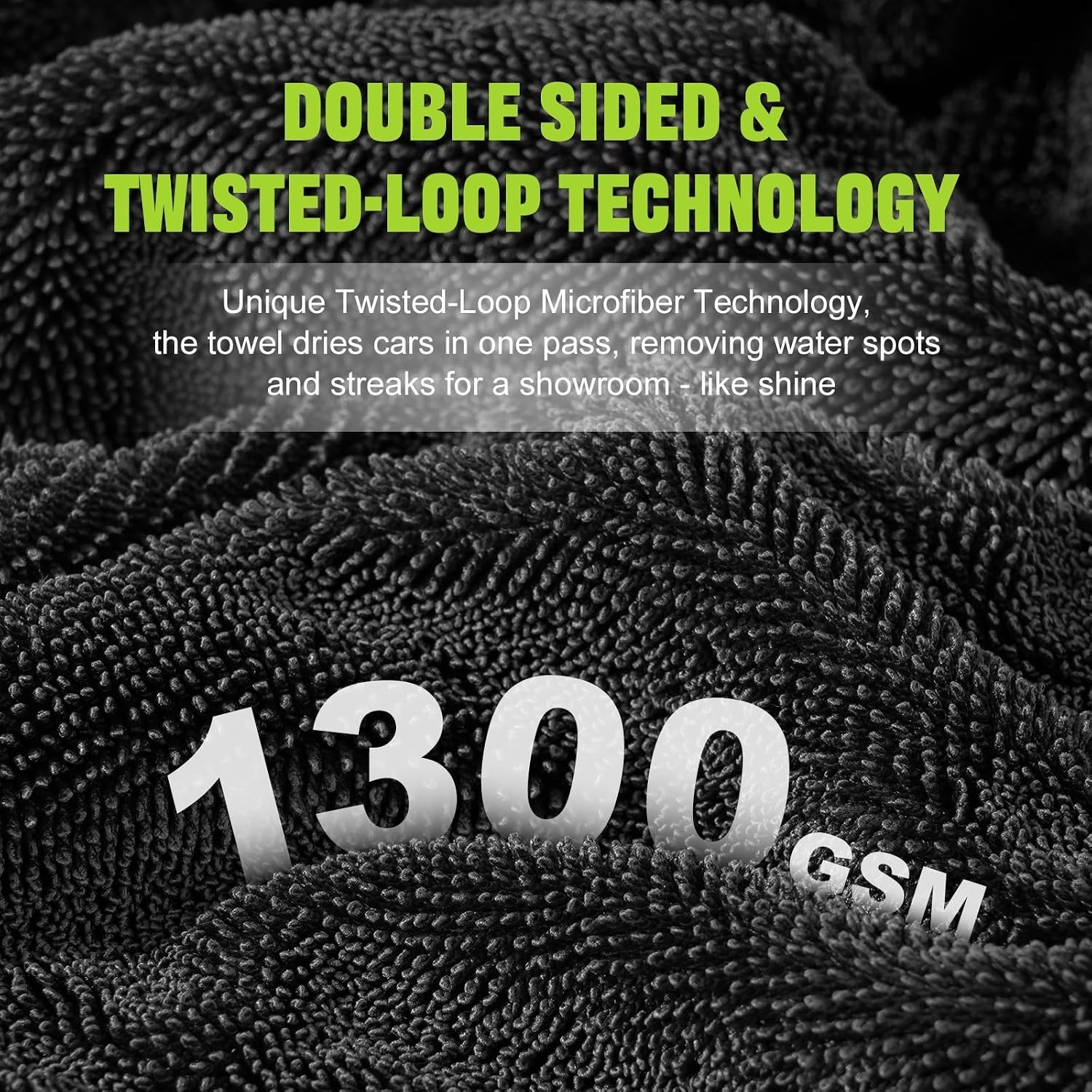 2 Pack Car Drying Towel, 1300 GSM Microfiber Towels for Cars 36″ x 24″ & 16″ …