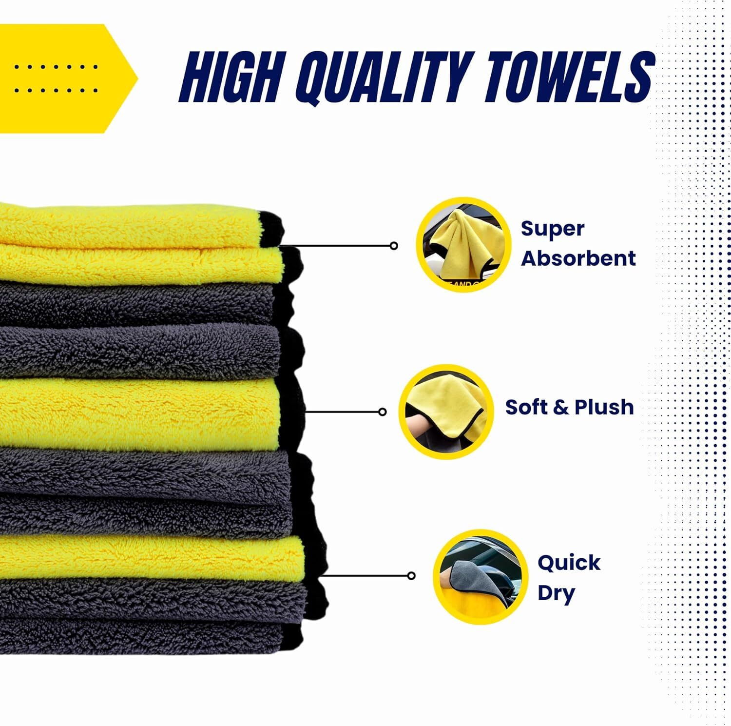 Yellow 10X Car Wash Microfiber Towel 24×12” Cleaning Drying Car Care Soft Cloth