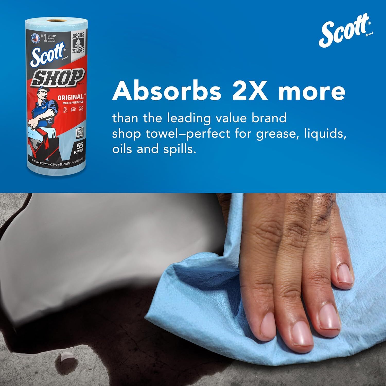 Scott Shop Towels Original (75130) Blue Shop Towels 1 Roll/Pack 12 Packs/Case US
