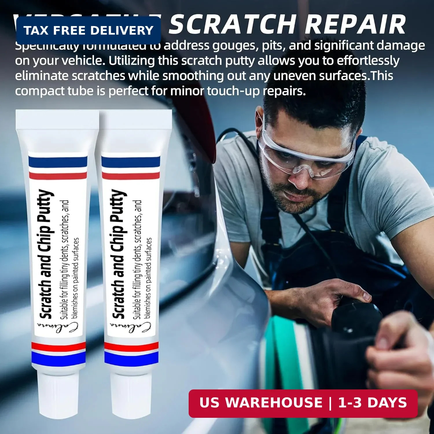 Calvana (2 Pack) 20g Car Body Filler Repair Kit, Automotive Putty Scratch Filler