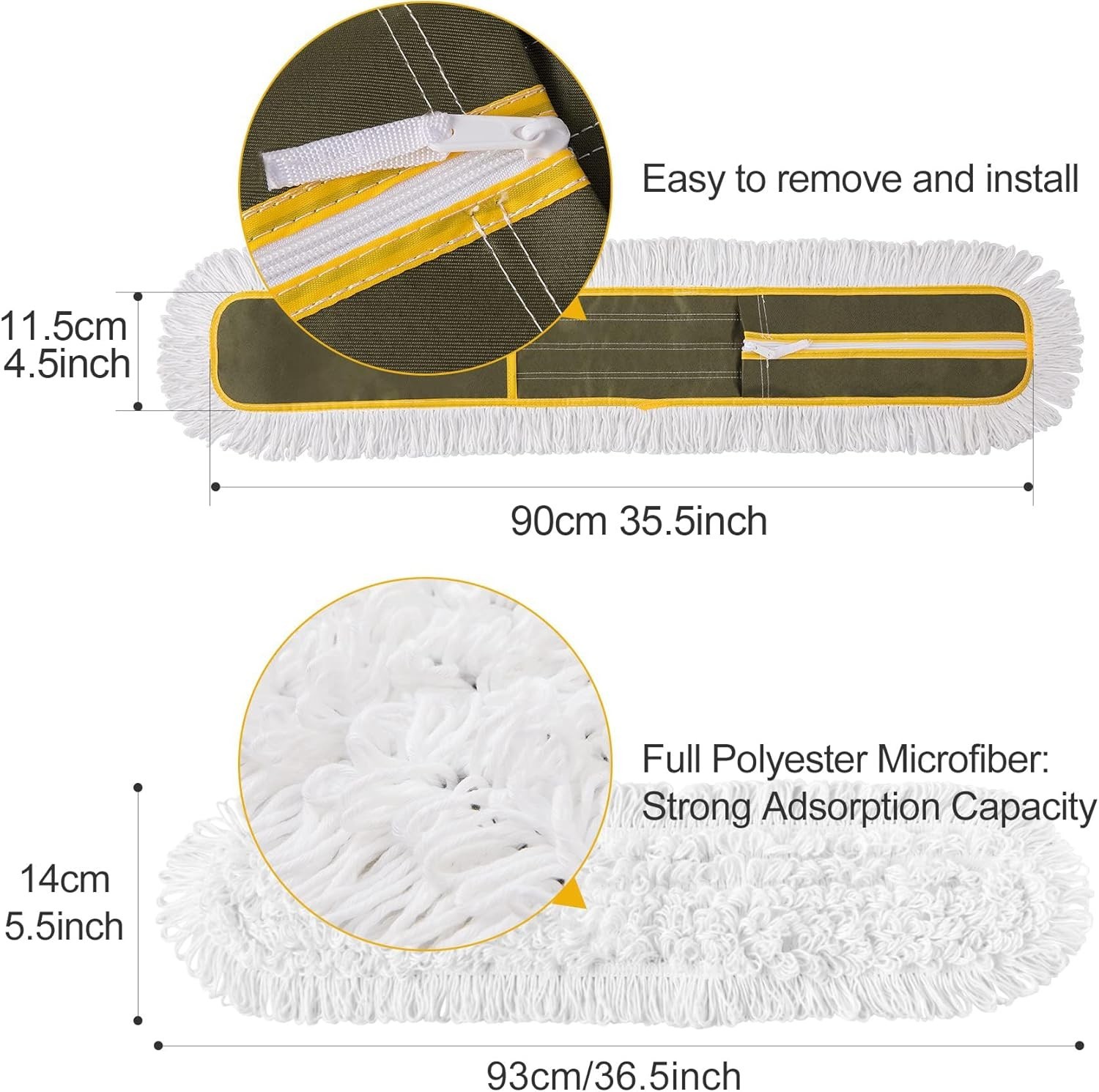 36″ Microfiber Mop Pads 2 Pieces Just Fit Industrial Dust Mop: B08R3F1ZZM,Green