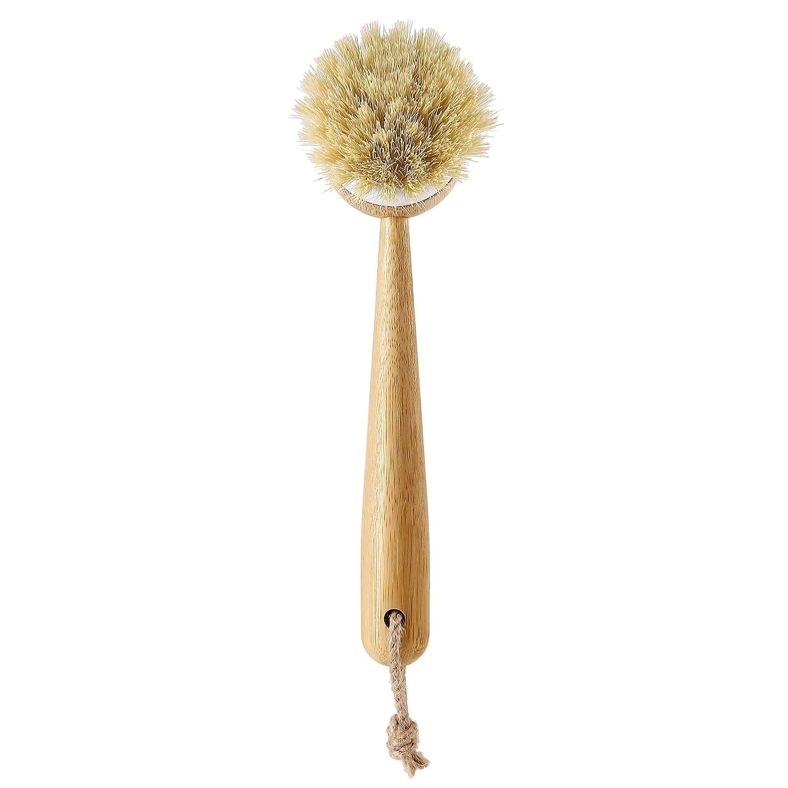 SUBEKYU Bamboo Dish Brush with Sisal Bristles – 2 Pack Kitchen Cleaner