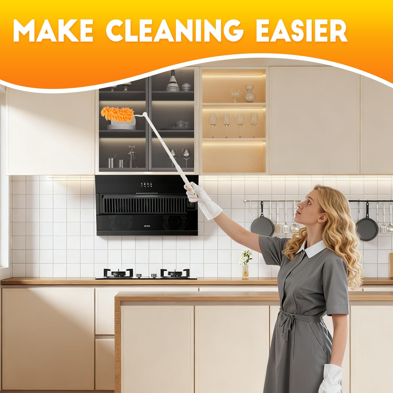 8 Pack Reusable Duster Refill Compatible with Swiffer Hand 8PCS, Yellow
