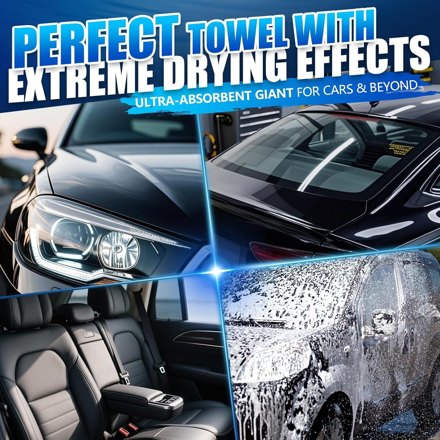 Car Drying Towel Microfiber Towels for Cars 1200 GSM Wash Auto Detailing Supp…