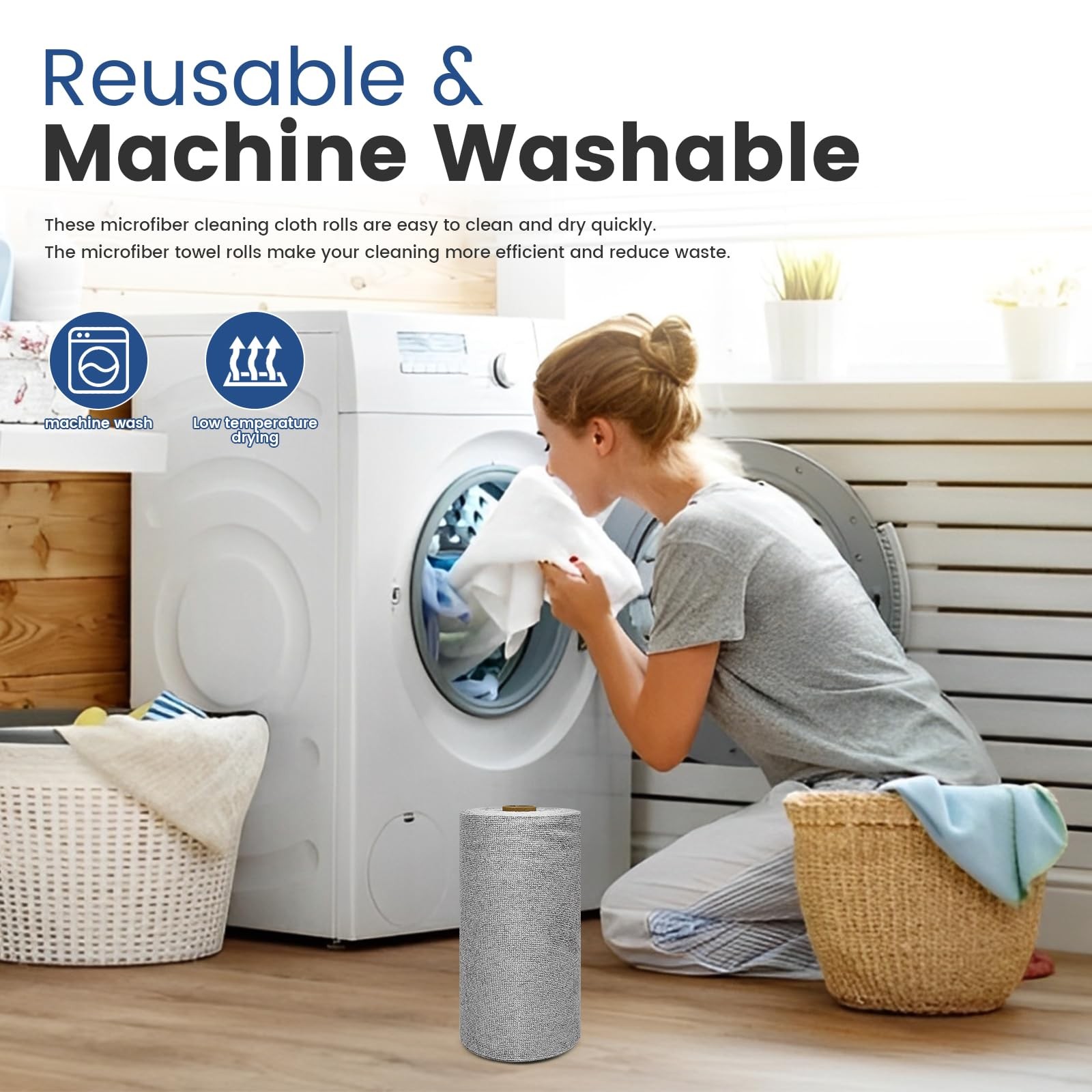 75 Pack Microfiber Cleaning Cloth Roll,Reusable Washable Ultra Tear Away Micr…