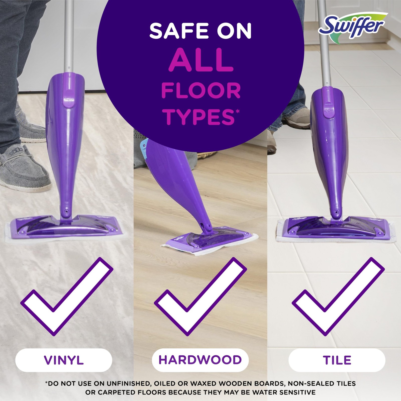 Swiffer WetJet Hardwood and Floor Spray Mop Cleaner Starter 1 Kit, Purple
