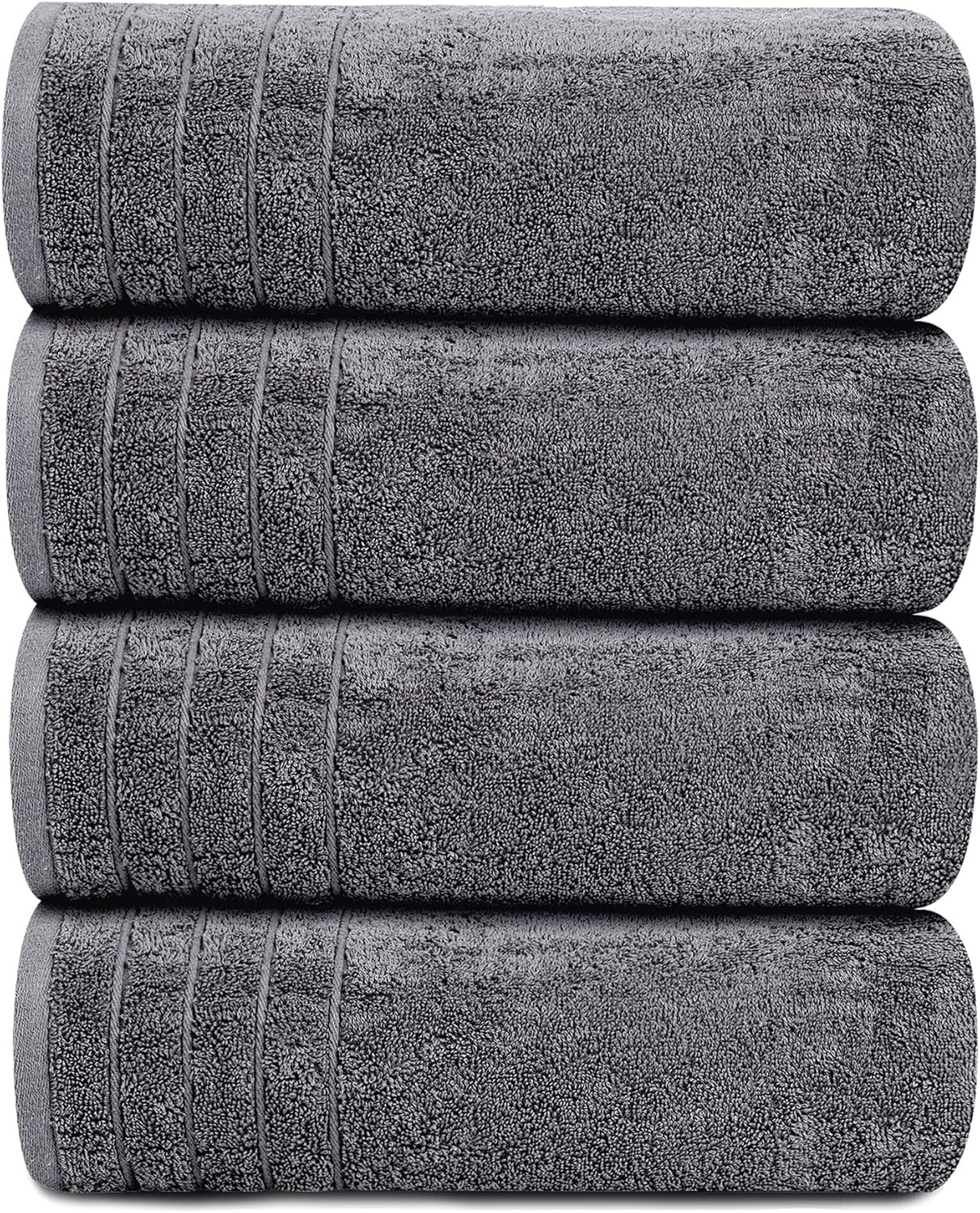 Pack of 4 Extra Large Bath Towels 30 x 60 Inches, 100% Cotton, Larger & Lighter