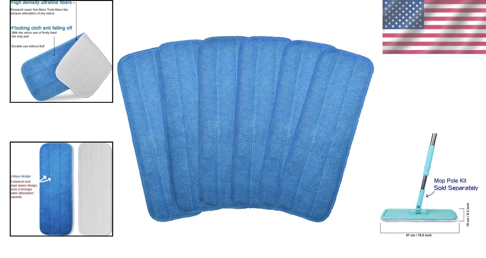 High-Quality Microfiber Mop Pads – 18″x6″ Reusable for Home & Commercial Use