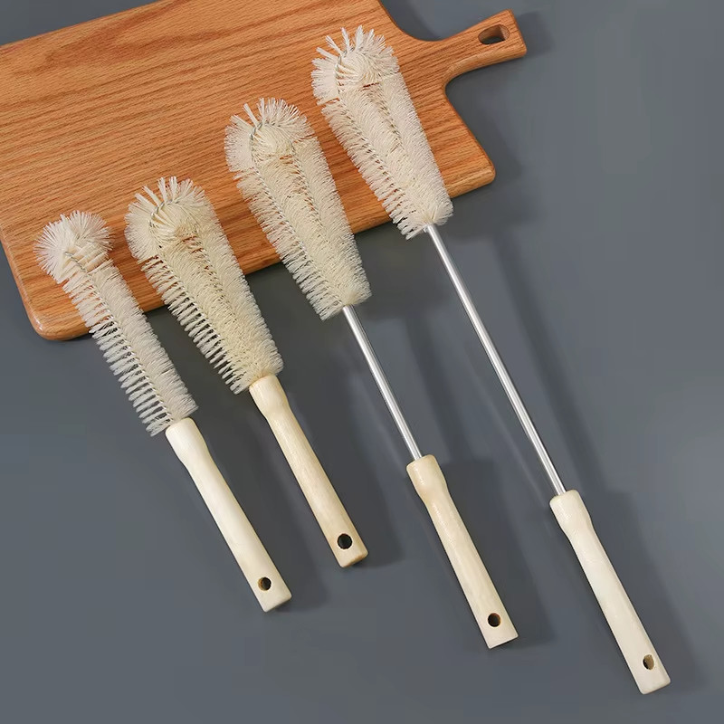 Cup Brush Cleaning Long Handle Wooden Handle Nylon Bristles Small Brush Cup Clea