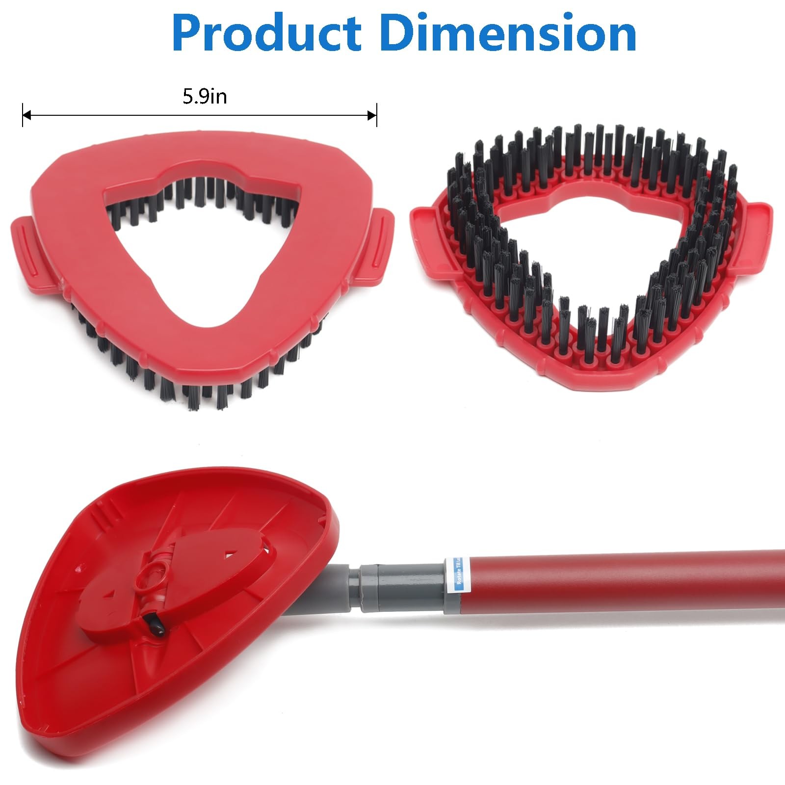 Spin Mop Scrub Brush Head Stiff Bristle Floor Tile Shower Bathroom Home Cleaner