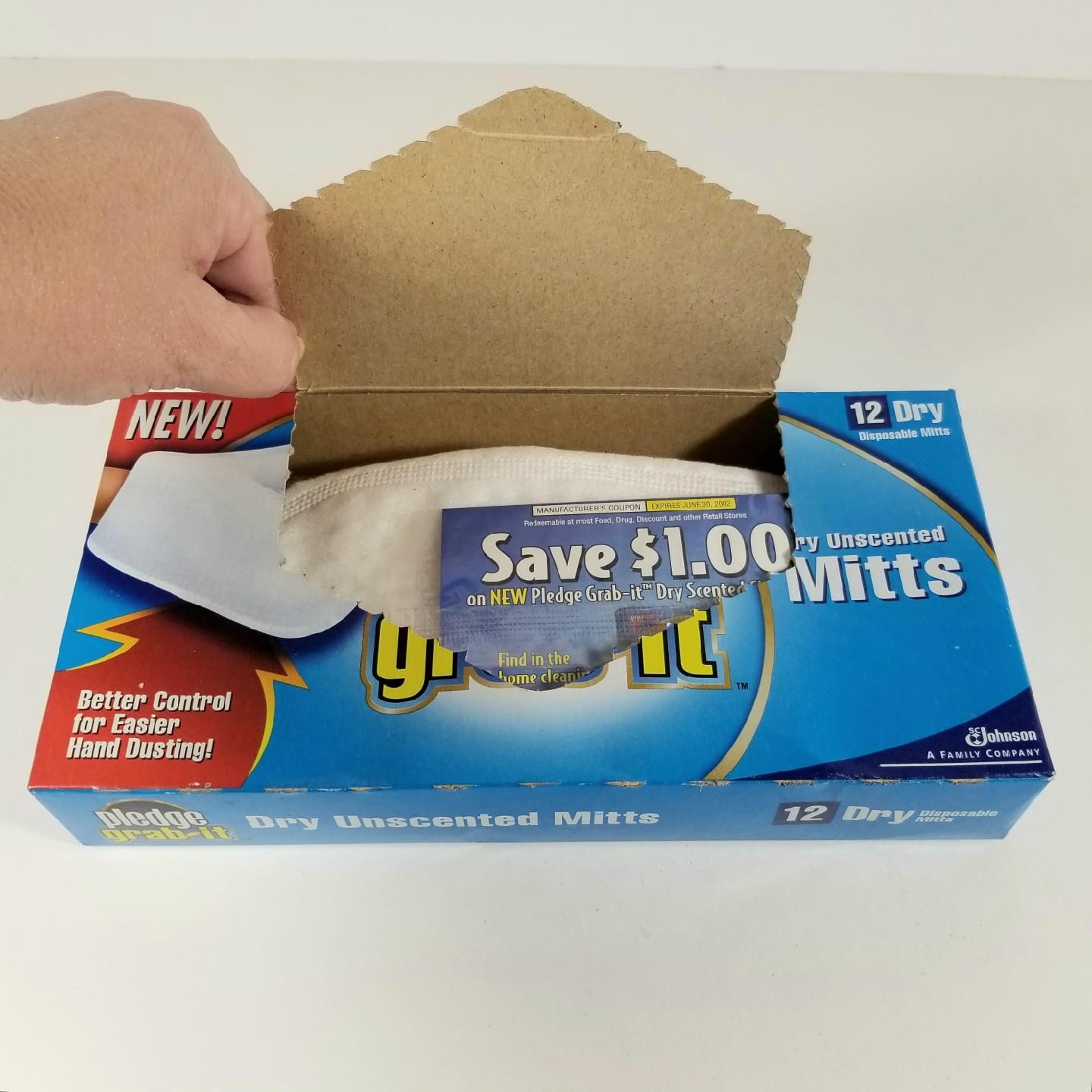 Pledge Grab It Dry Unscented Disposable Hand Dusting Mitts Open Box 10 Ct not 12