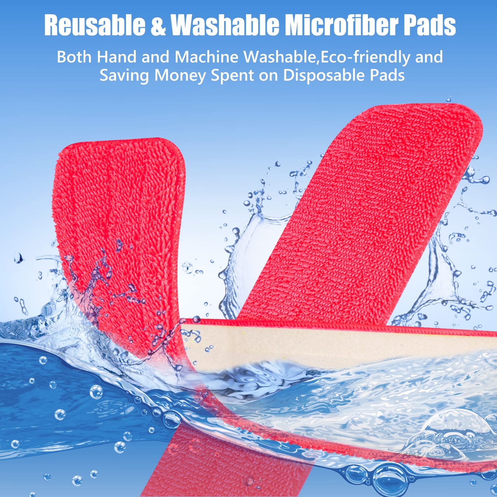 Reble Microfiber Mop Pads, 6 Pack, Fits 13-15 Inch Spray Mop