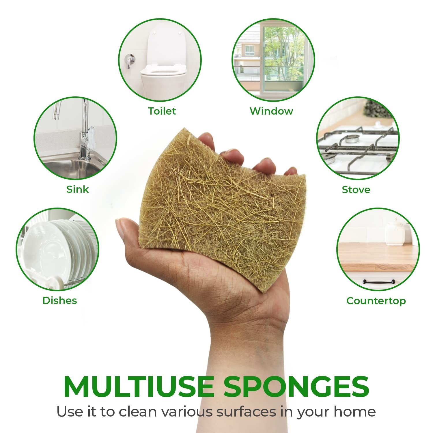 Biodegradable Natural Dish Sponges – Coconut and Cellulose – Eco Friendly Non…
