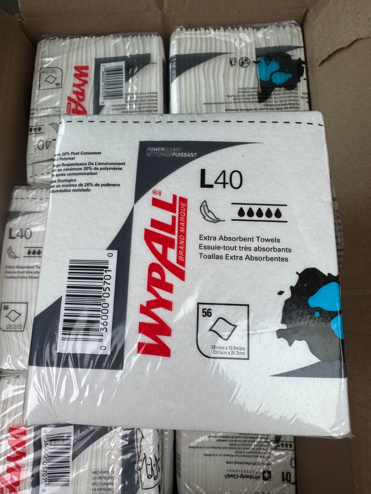 WypAll L40 Disposable Washcloth Task Wipes 12.5 X 13″ 05701 Case of 1008 Wipes