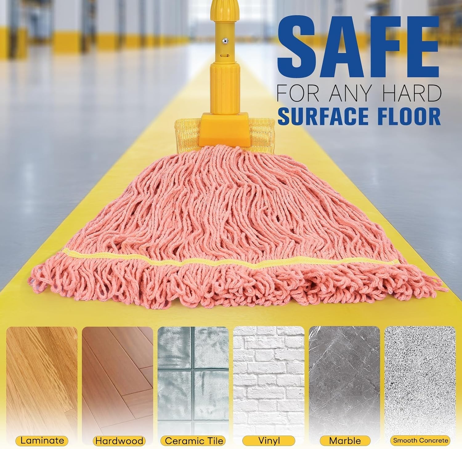 Efficient 5-Inch Wide Mop Head – 24 oz Cotton Blend Mop for Heavy-Duty Cleaning