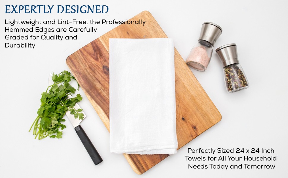 Simpli-Magic Flour Sack Kitchen Towels 24″x24″ (12 Pack) – 100% Cotton,