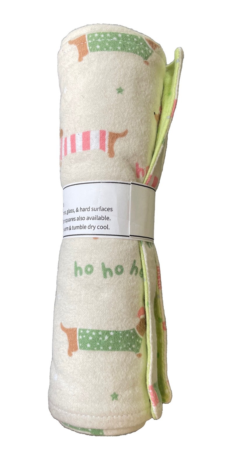 Baublebee Co Reusable Paper Towels, Roll of 6, Christmas Dachshund Print