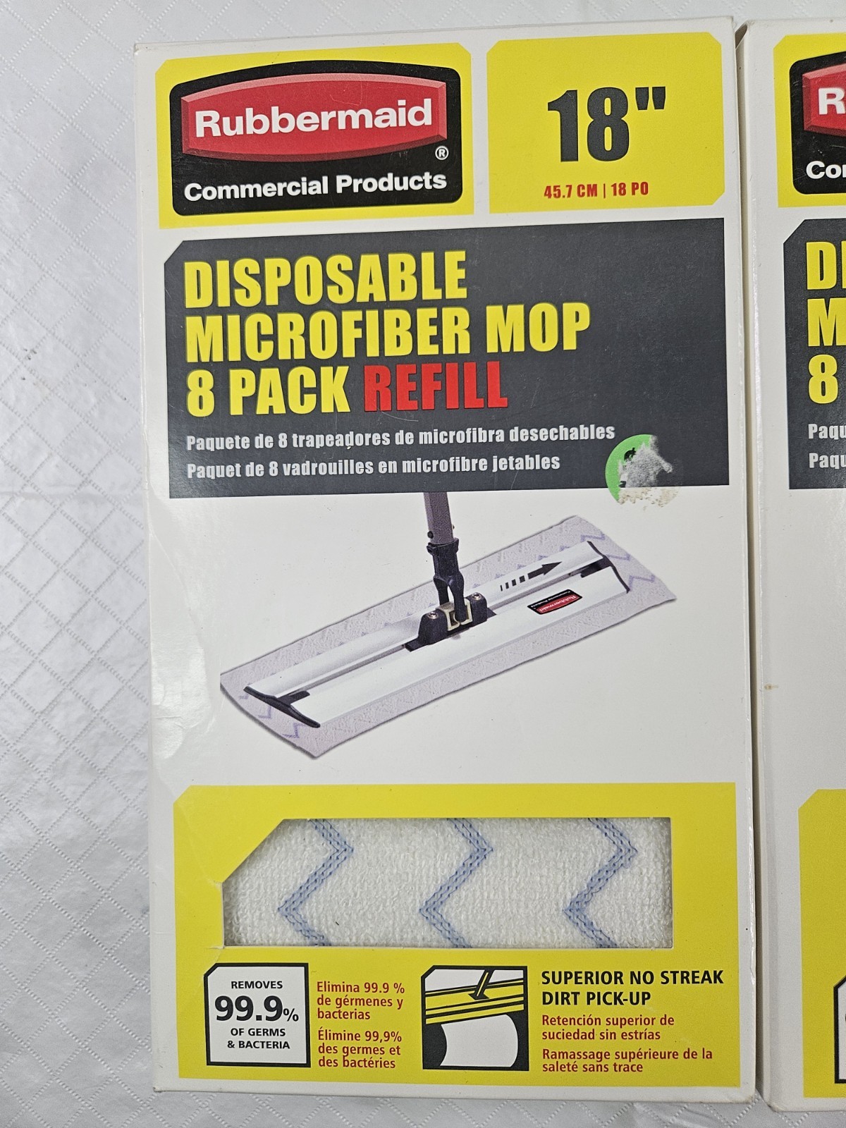 Rubbermaid Commercial 18″ Disposable Microfiber Mop Refill 8 pk Lot 2 Wet Dust