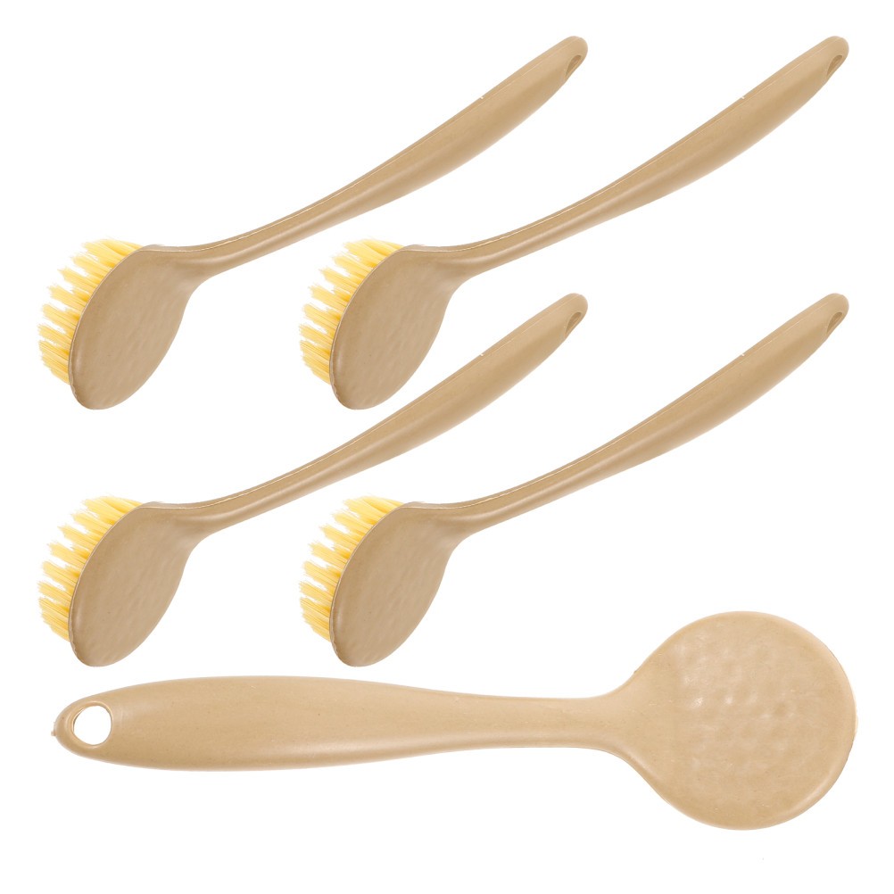 5Pcs Lightweight Reusable PP Cleaning Brushes Household Dish Washing Tools Beige