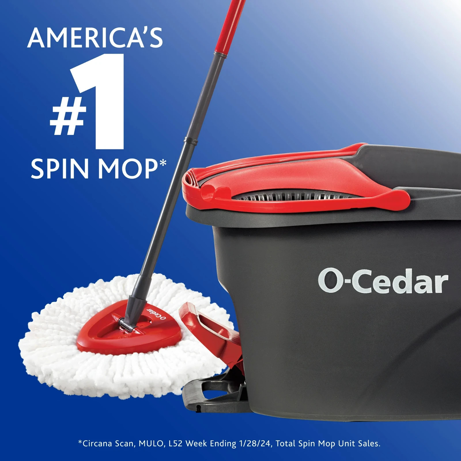 O-Cedar EasyWring Microfiber Spin Mop and Bucket System – Red