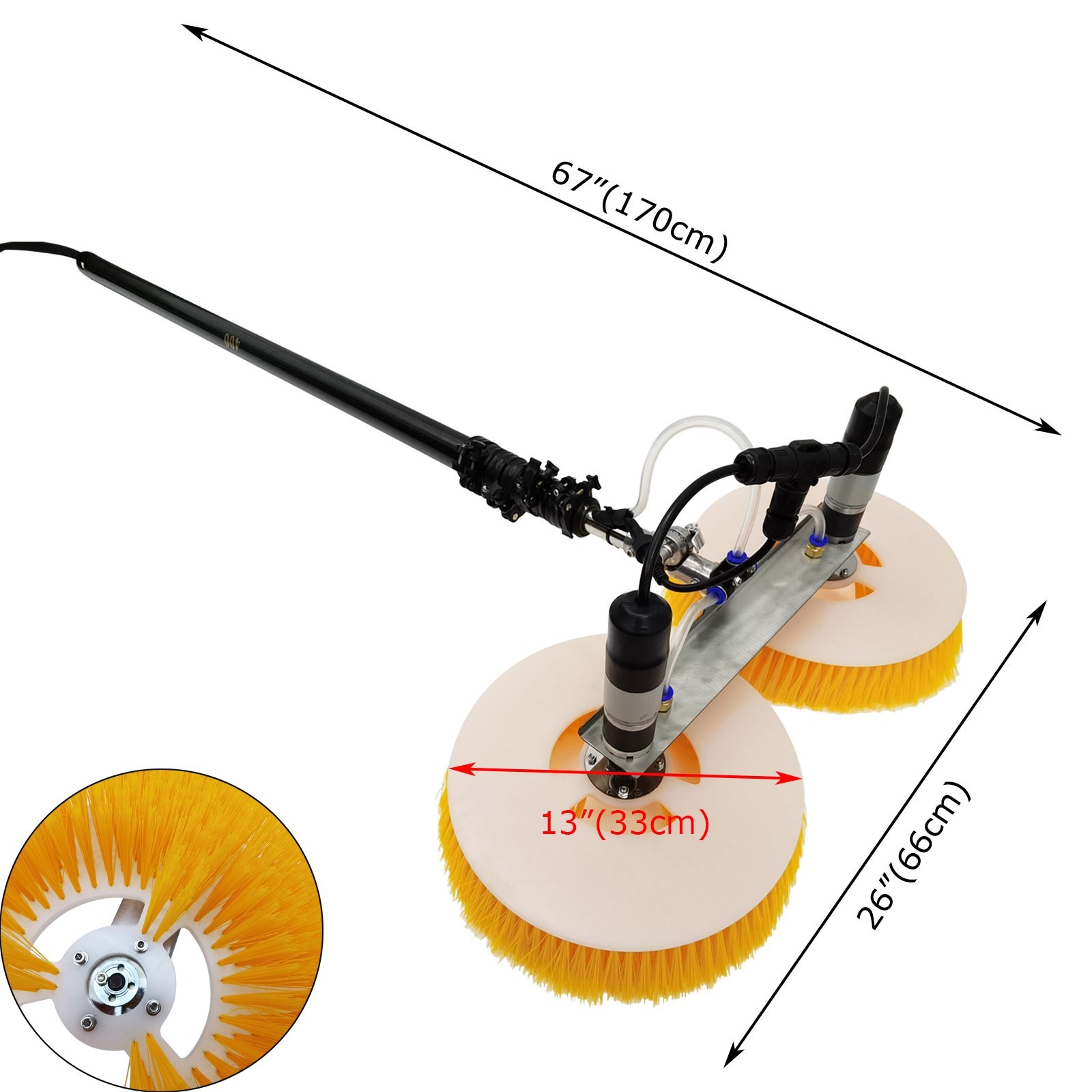 110V Electric Double Head Solar Photovoltaic Panel Cleaning Brush 4m Adjustable