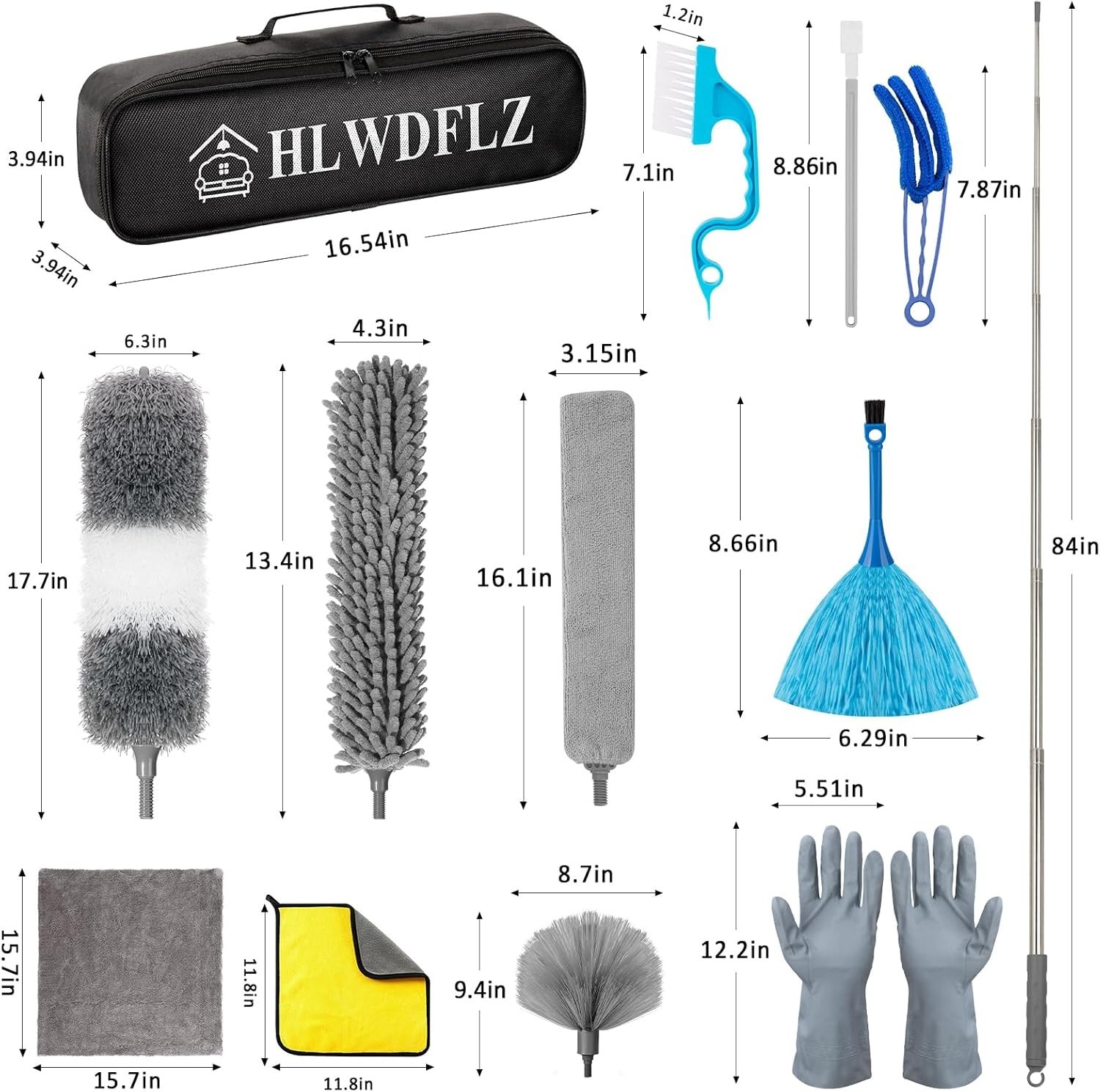 Complete 27pc Duster Set with 100 Inch Telescoping Pole for Hard-to- Areas