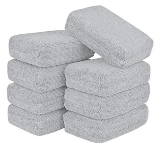 Microfiber Applicator Pad-8Pack, Car Wash Sponge, Premium Microfiber 8 PK Gray
