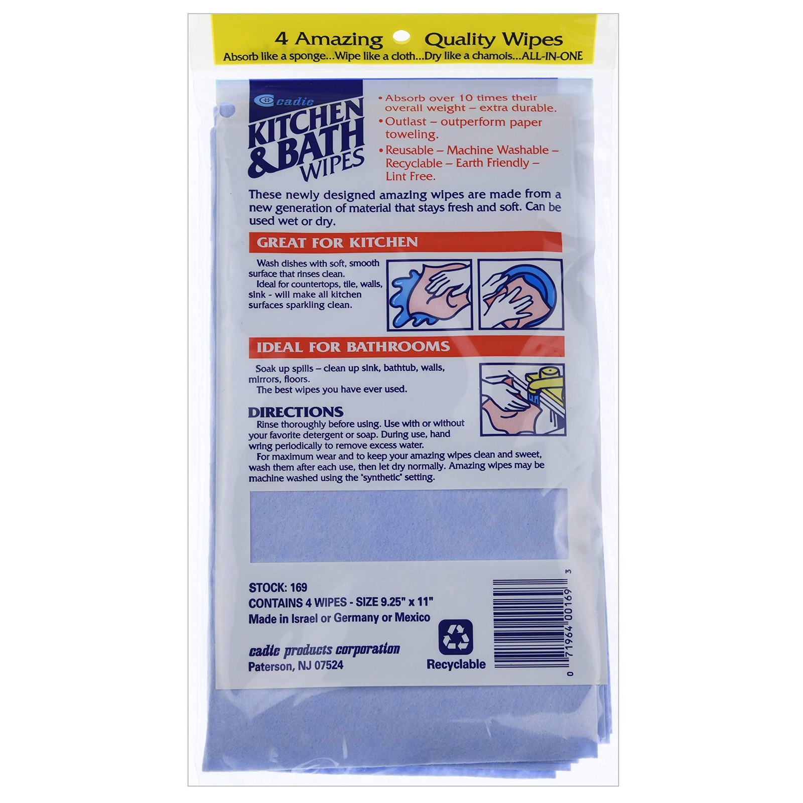 Kitchen and Bath Amazing Wipes – Absorbent and Reusable Cloth for Washing, Dr…
